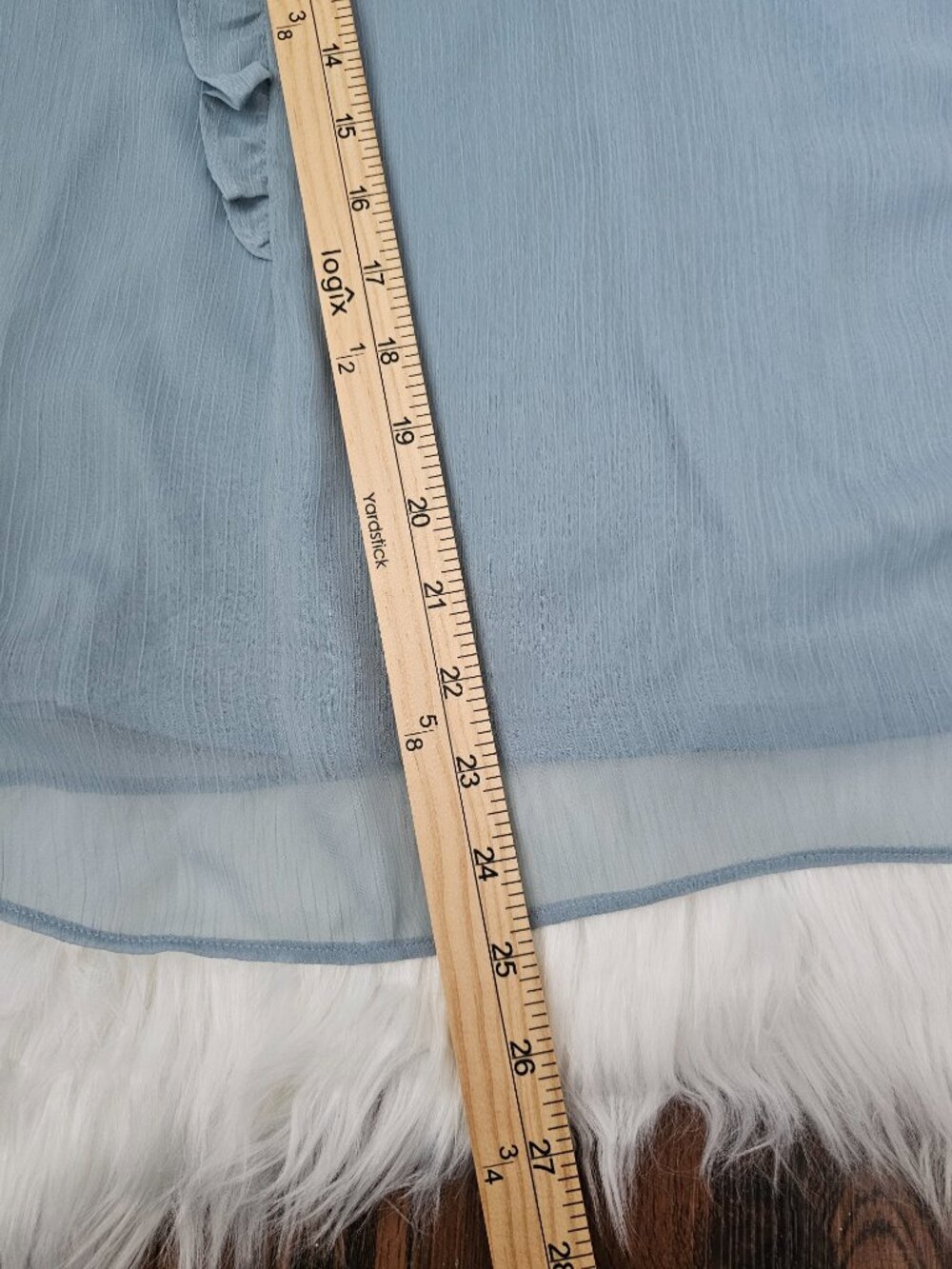 Light Blue Ruffle Cap-Sleeve Blouse - Picture 8 of 8